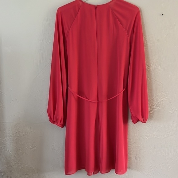 Vince Camuto Womens Orange Tie Lined Blouson Sleeve Dress gathered neck size 6 - Picture 7 of 16